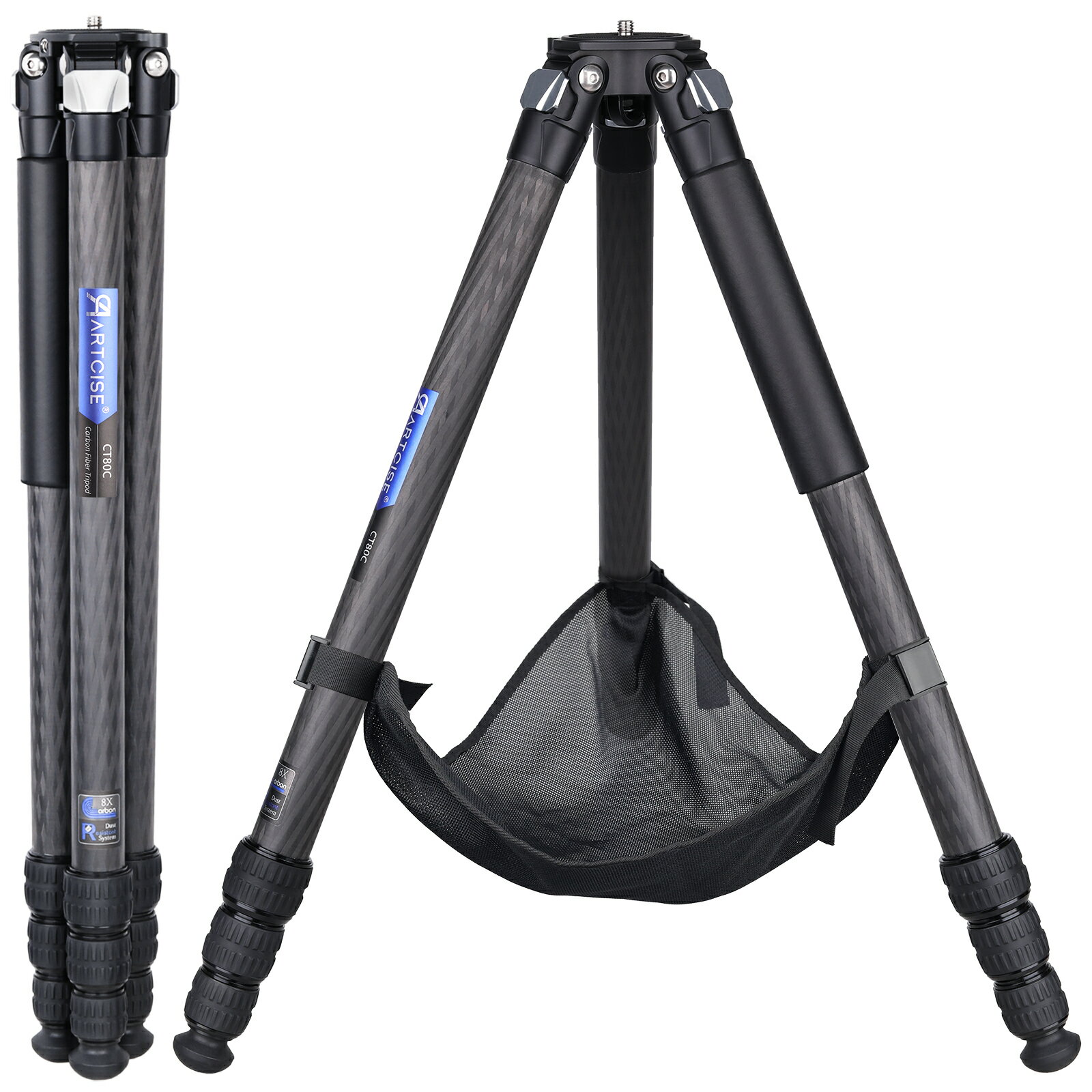 ARTCISE 32.5mm カーボン三脚 コンパクト トラベル 4段ナットロック式 DSLR/一眼レフ対応 20kg耐荷重 3..