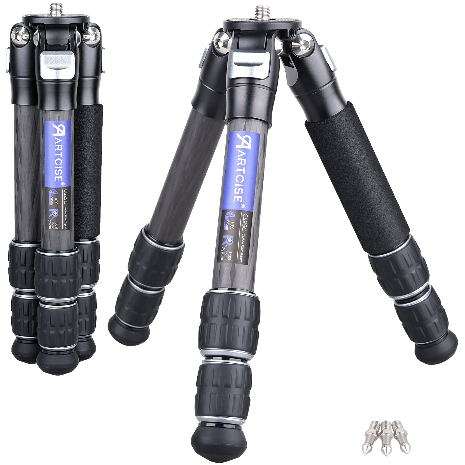 ARTCISE 22.5mm 管経ミニカーボン 三脚 軽量 持ち運びに便利 カメラ 卓上 カーボンファイバートラベル..