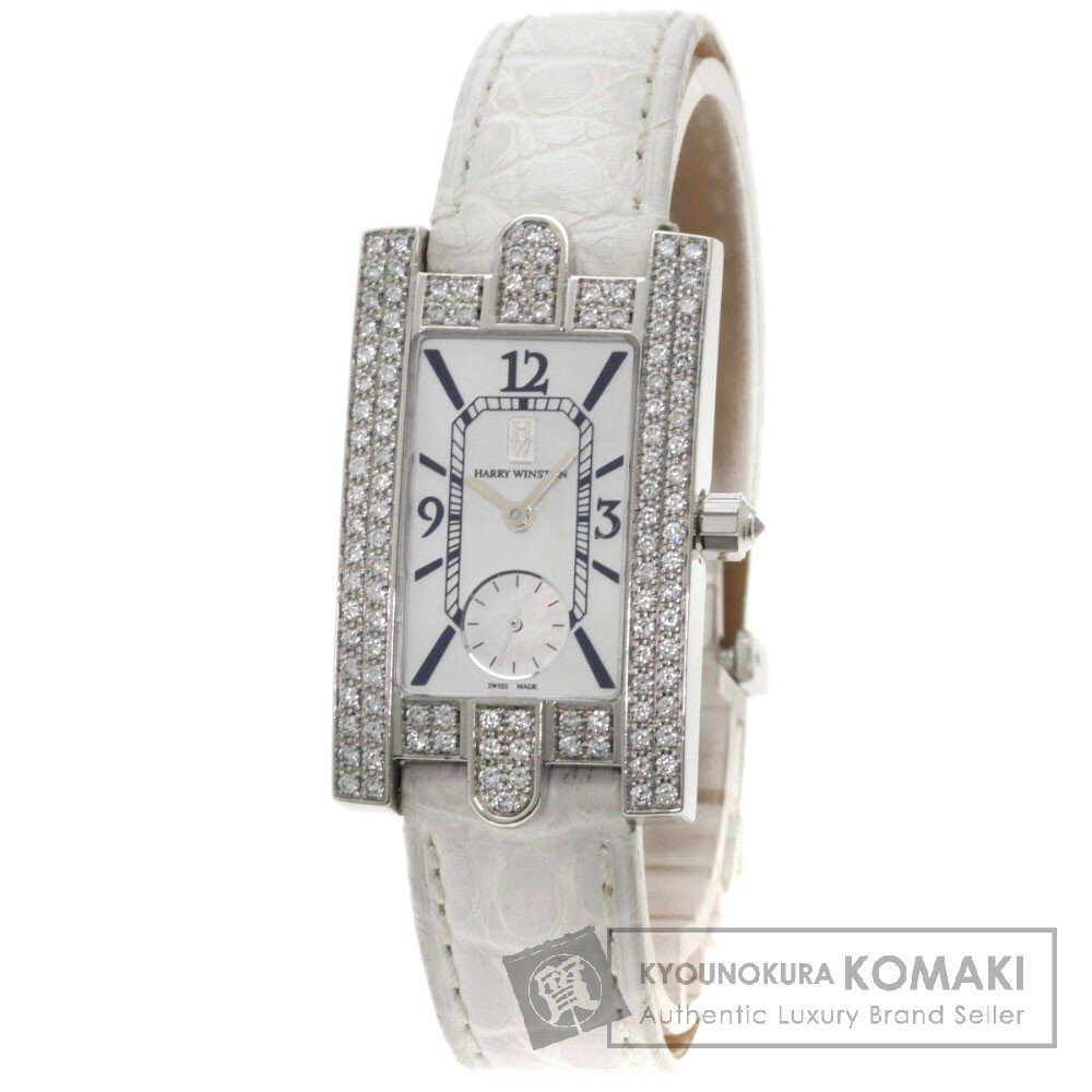 HARRY WINSTON 310LQW レディアヴェニュー 腕時計 OH済 K18ホワイトゴールド/アリゲーター レディース 【中古】【ハリーウィンストン】