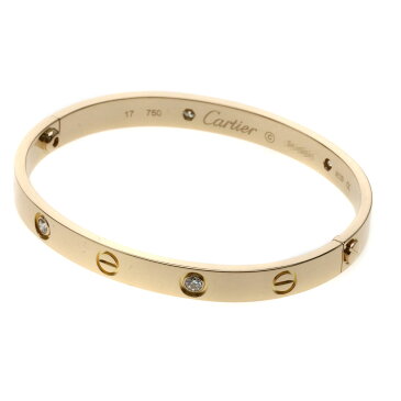 CARTIER ラブブレス ハーフダイヤモンド ドライバー付き #17 ブレスレット K18PG レディース 【中古】【カルティエ】