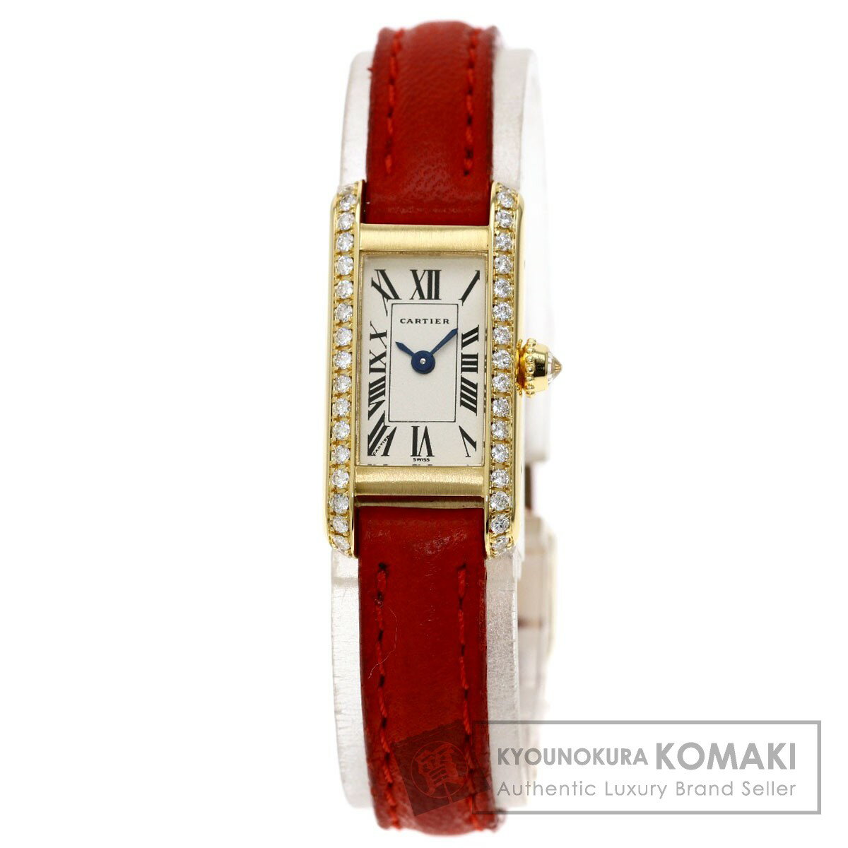 カルティエ WB300531 ミニタンク アロンジェ サイドダイヤモンド 腕時計 K18イエローゴールド/革 レディース 【中古】【CARTIER】のサムネイル