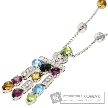 ブルガリ アレグラ マルチカラーストーン ダイヤモンド ネックレス K18ホワイトゴールド レディース 【中古】【BVLGARI】