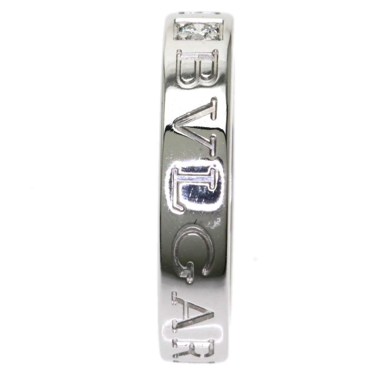 ブルガリ ダブルロゴ 1P ダイヤモンド リング・指輪 K18ホワイトゴールド レディース 【中古】【BVLGARI】