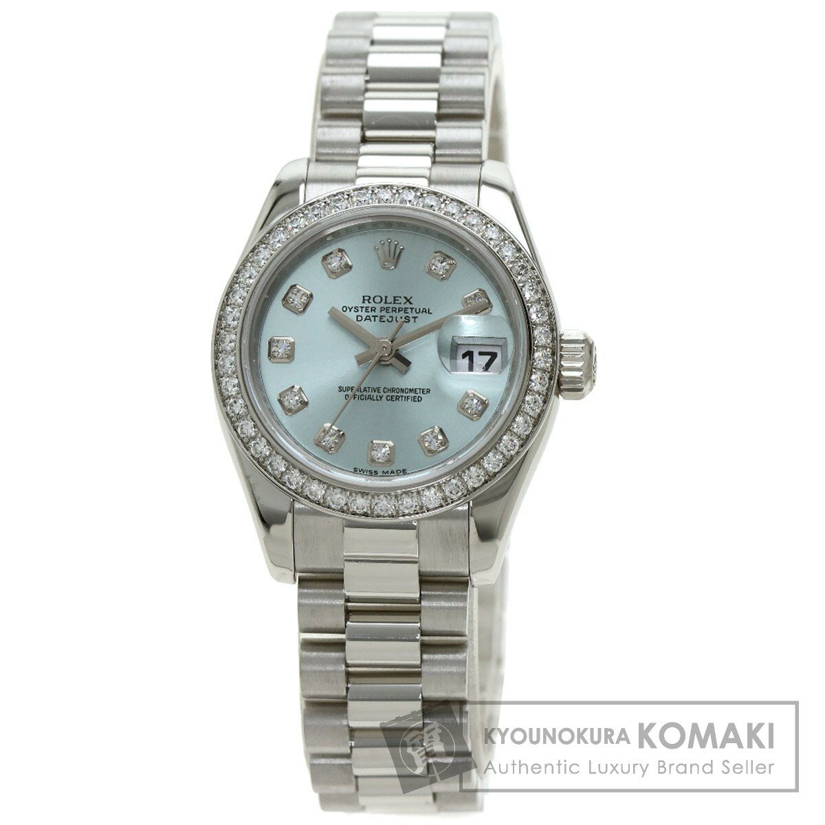 ロレックス 179136G デイトジャスト 10P ベゼルダイヤモンド 腕時計 OH済 プラチナ/P ...