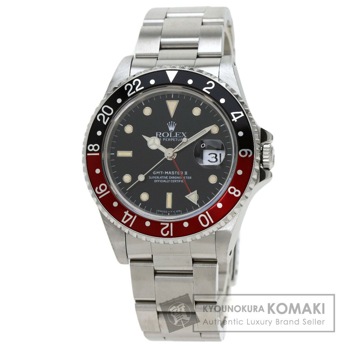 ロレックス 16710 GMTマスター2 トリチウム 赤黒ベゼル 腕時計 OH済 ステンレススチール/SS メンズ 【中古】【ROLEX】