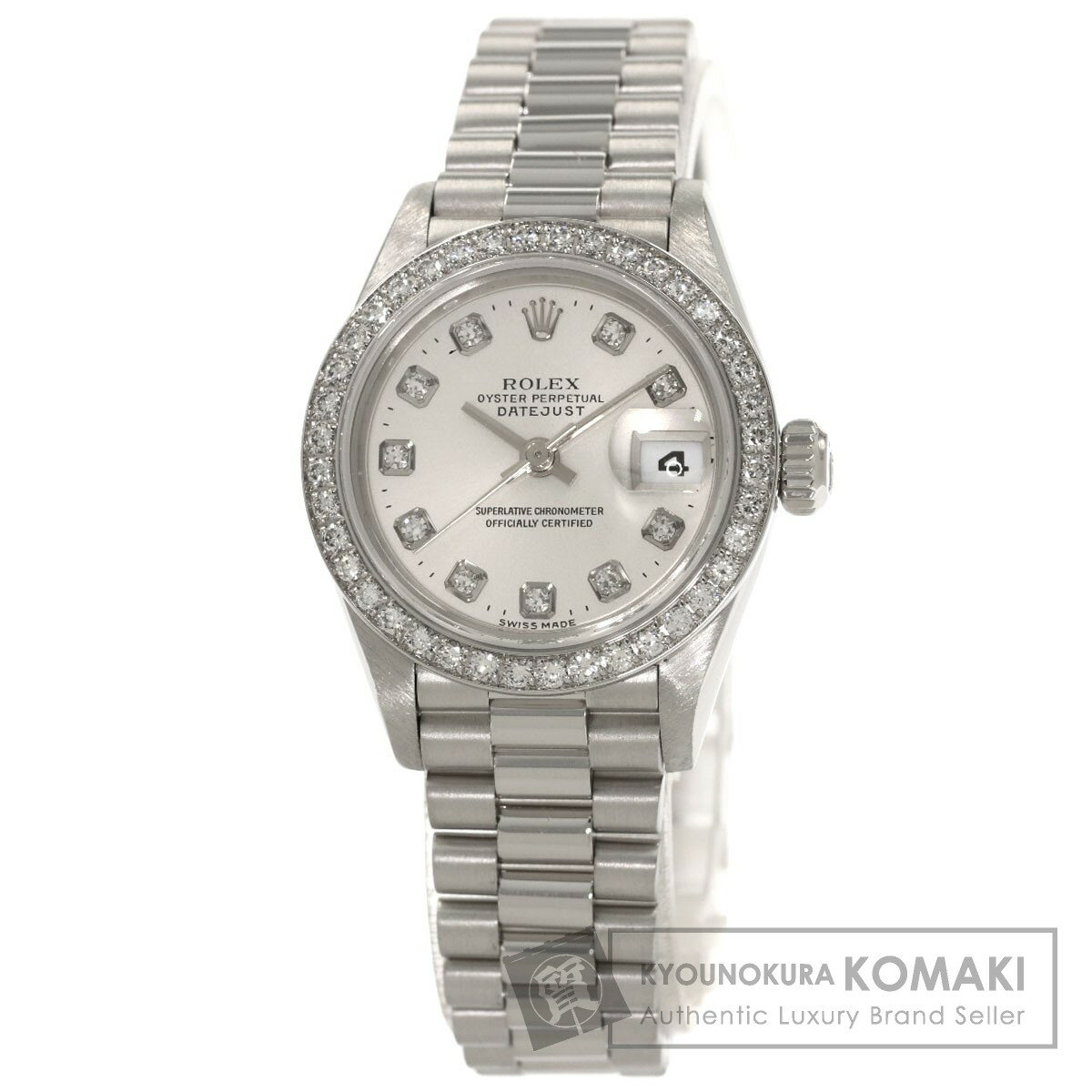 ロレックス 79136G デイトジャスト 10P ダイヤモンド 腕時計 プラチナ/PT/ダイヤモンド レディース 【中古】【ROLEX】