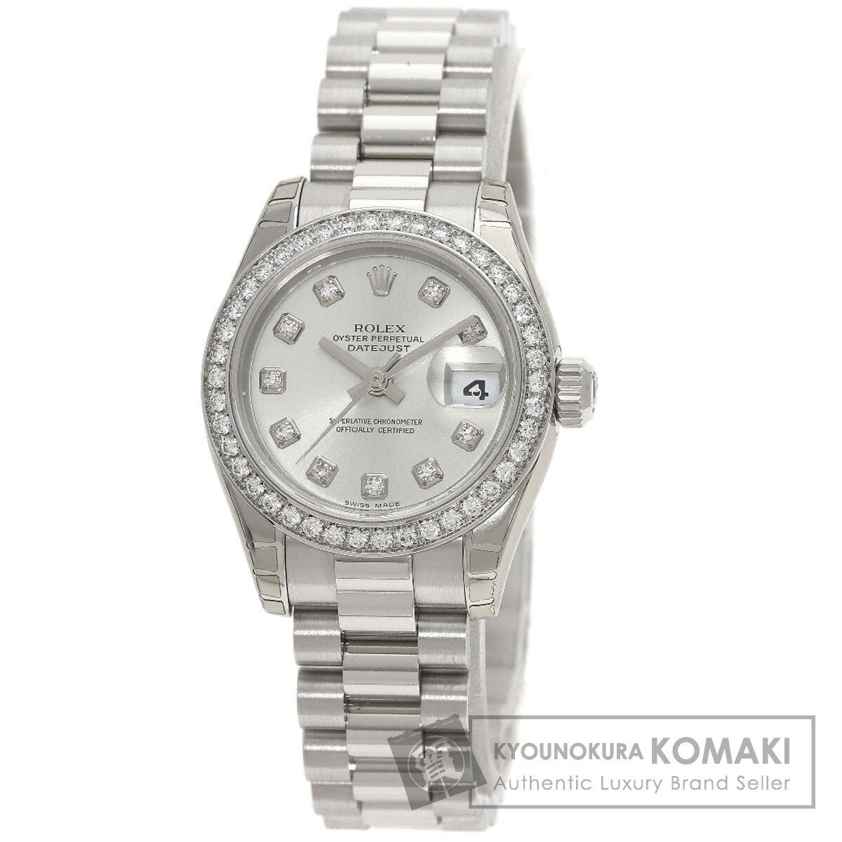 ロレックス 179136G デイトジャスト 10P ベゼルダイヤモンド アイスブルー 腕時計 プラチ ...