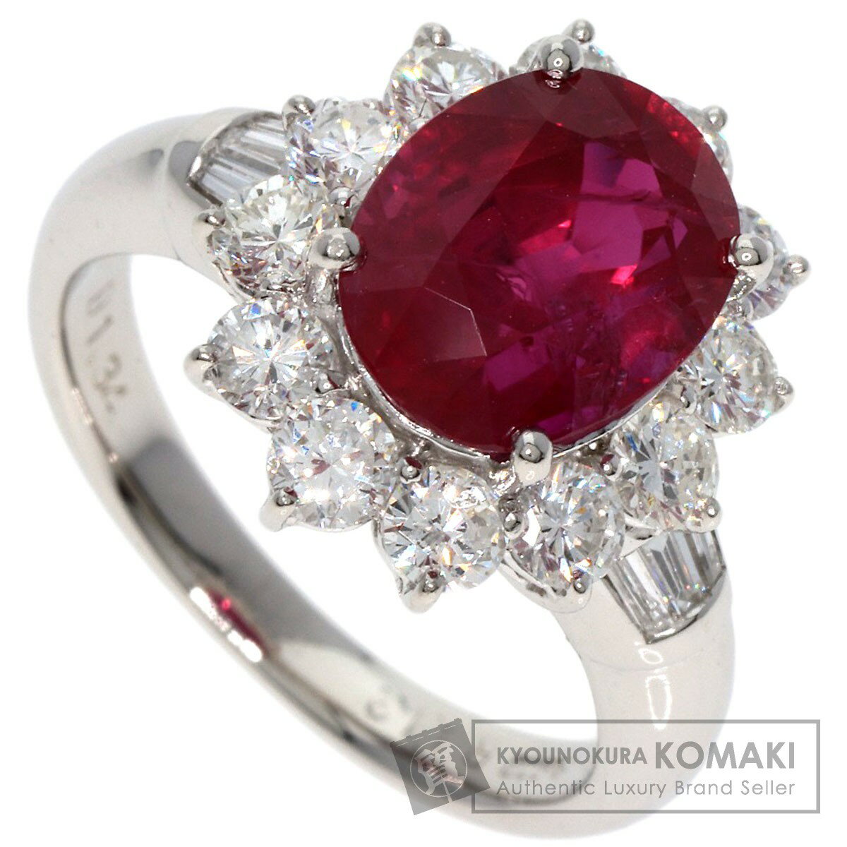 4.12ct ルビー ダイヤモンド リング・指輪 プラチナPT900 7.9g レディース 【中古】