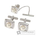 アコヤパール 真珠 2点セット カフス PL/SV 17.4g メンズ 【中古】