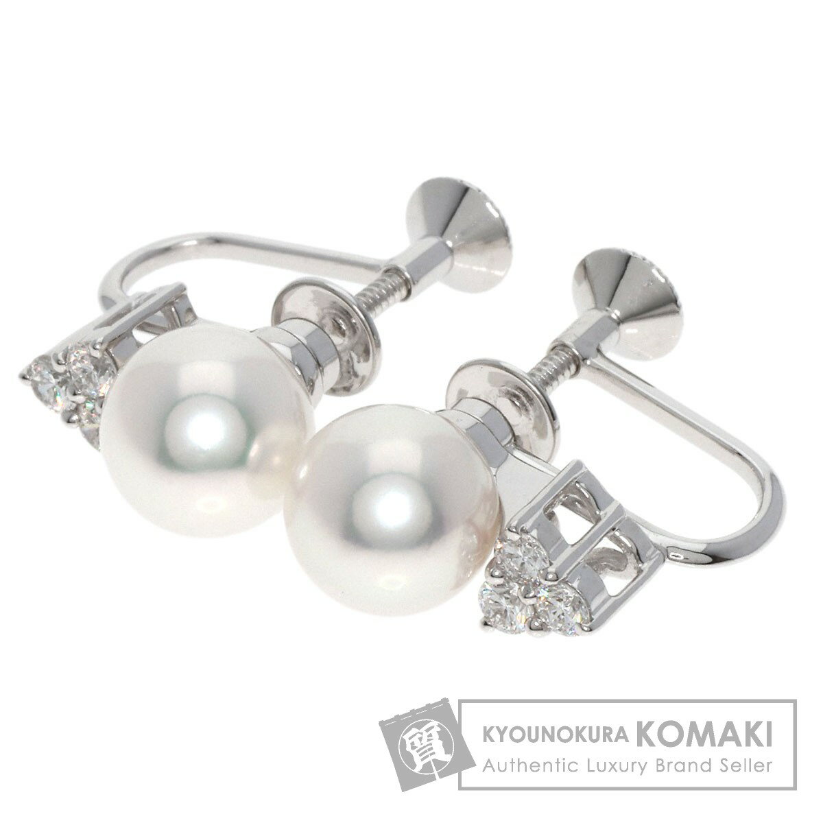 ミキモト アコヤパール 真珠 ダイヤモンド イヤリング K18ホワイトゴールド レディース 【中古】【MIKIMOTO】