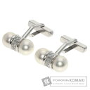 ミキモト アコヤパール 真珠 ダイヤモンド カフス K18ホワイトゴールド メンズ 【中古】【MIKIMOTO】