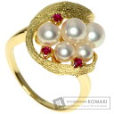 ミキモト パール 真珠 ルビー リング・指輪 K18イエローゴールド レディース 【中古】【MIKIMOTO】