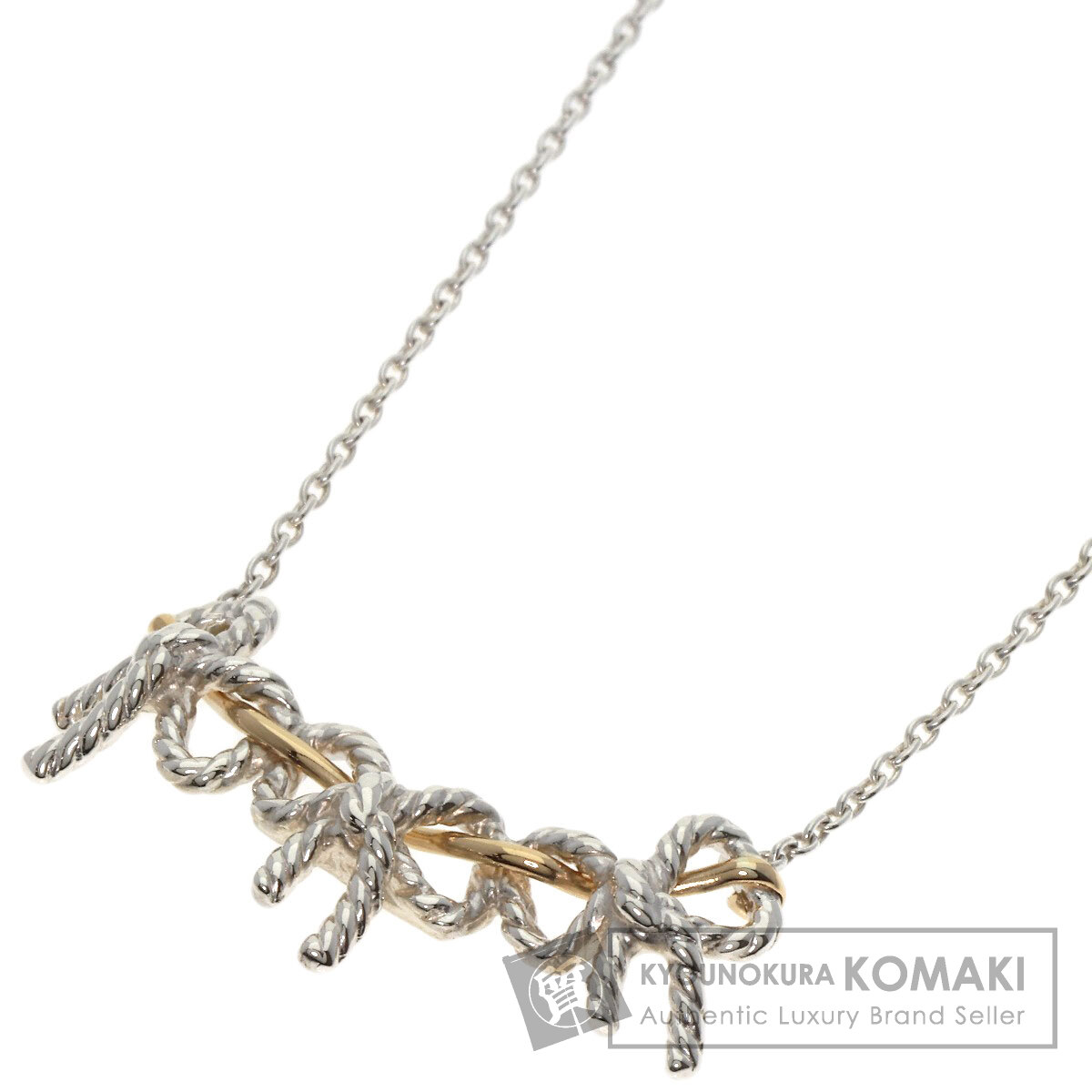 ティファニー トリプルリボン ネックレス シルバー/K18YG レディース 【中古】【TIFFANY&Co.】