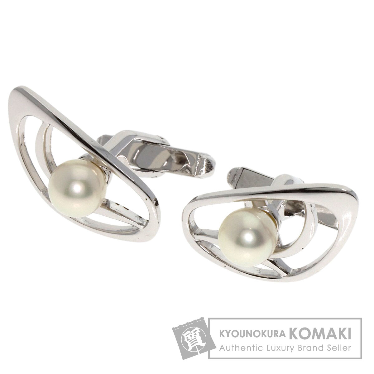 ミキモト パール 真珠 カフス シルバー メンズ 【中古】【MIKIMOTO】