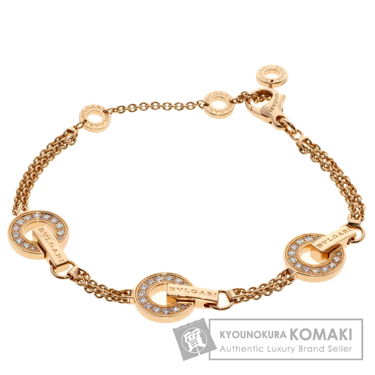 ブルガリ ブルガリブルガリ ダイヤモンド M/L ブレスレット K18ピンクゴールド レディース 【中古】【BVLGARI】