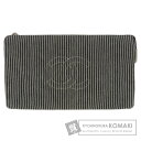 シャネル ココマーク ストライプ アクセサリーポーチ キャンバス/レザー レディース 【中古】【CHANEL】