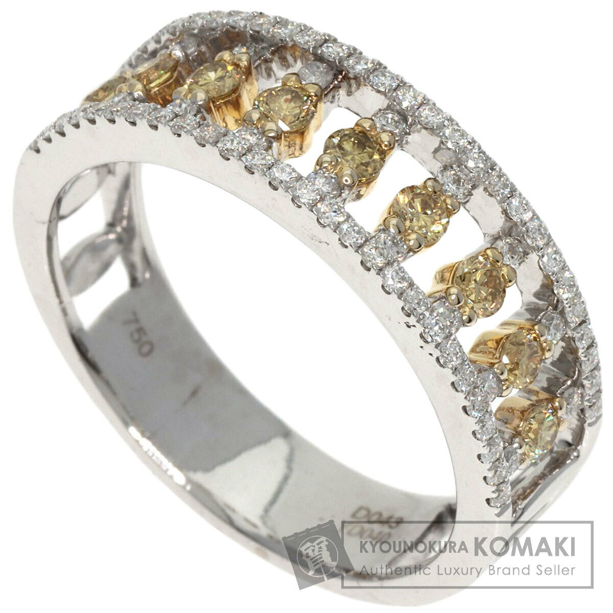 0.4ct イエローダイヤモンド メレダイヤ リング・指輪 K18ホワイトゴールド/K18YG 6g レディース 【中古】