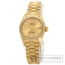 ロレックス 69178G デイトジャスト 10P ダイヤモンド 腕時計 K18イエローゴールド/K18YG レディース 【中古】【ROLEX】