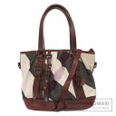 バーバリー チェック柄 2WAY トートバッグ キャンバス レディース 【中古】【BURBERRY】