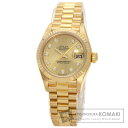 ロレックス 69178G デイトジャスト 10P ダイヤモンド 腕時計 K18イエローゴールド/K18YG レディース 【中古】【ROLEX】