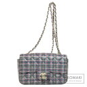 シャネル チェーンショルダー チェック柄 ゴールド金具 ショルダーバッグ レザー レディース 【中古】【CHANEL】