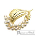 0.1ct アコヤパール 真珠 ダイヤモンド ブローチ K18イエローゴールド 19.04g レディース 【中古】