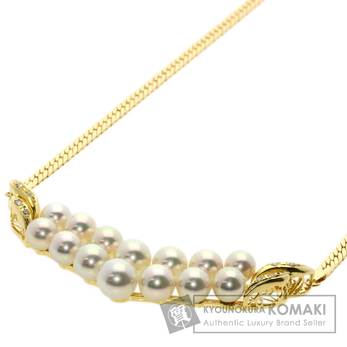 0.16ct パール 真珠 ダイヤモンド ネックレス K18イエローゴールド 30.4g レディース 【中古】