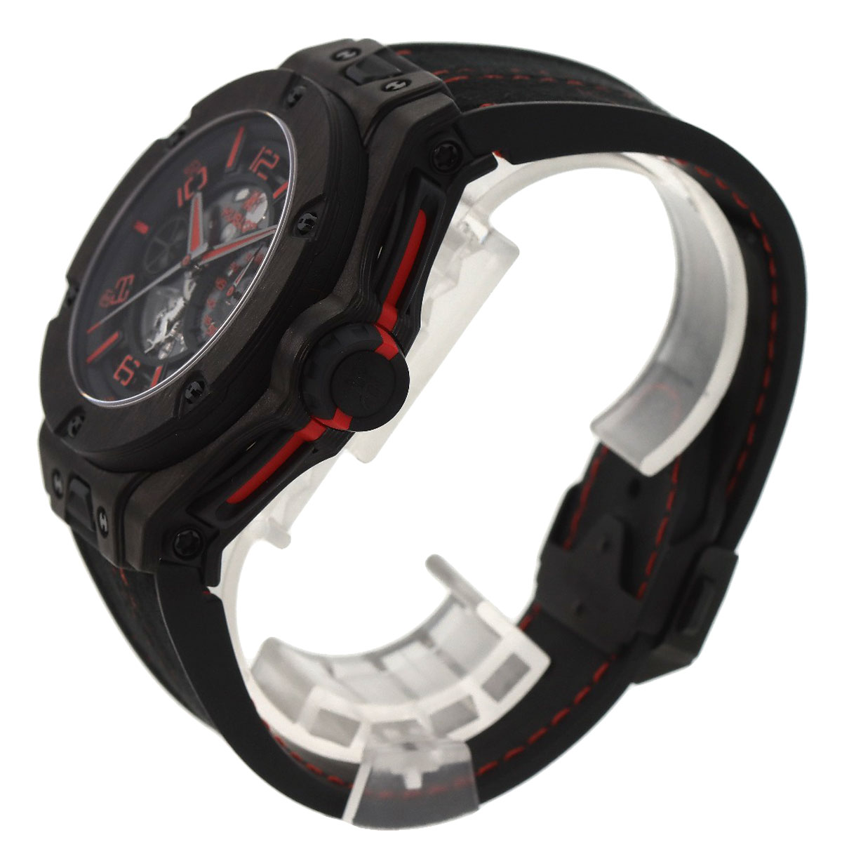 ウブロ 402.QU.0113.WR ビッグバン ウニコ フェラーリ カーボン 世界500本限定 腕時計 カーボン/ラバー メンズ 【中古】【HUBLOT】