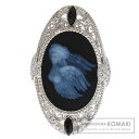 0.4ct メノウカメオ ダイヤモンド ブローチ プラチナPT950/K18WG 21.2g レディース 【中古】