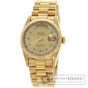 ロレックス 18238LE デイデイト エメラルド ダイヤモンド 腕時計 K18イエローゴールド/K18YG メンズ 【中古】【ROLEX】