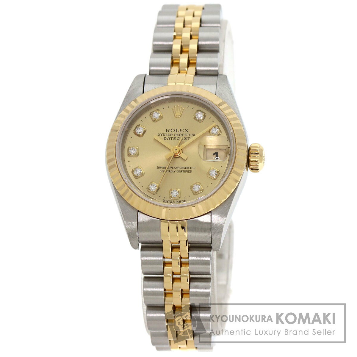 ロレックス 69173G デイトジャスト 10P ダイヤモンド 腕時計 ステンレススチール/SSxK18YG レディース 【中古】【ROLEX】