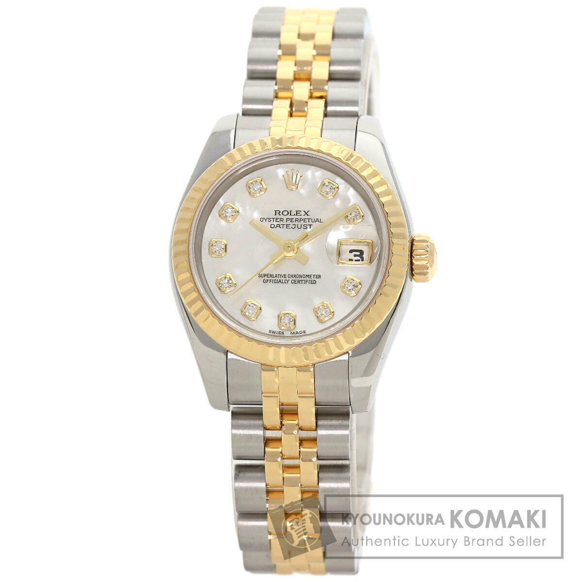 ロレックス 179173NG デイトジャスト 10P ダイヤモンド 腕時計 ステンレススチール/SSxK18YG レディース 【中古】【ROLEX】