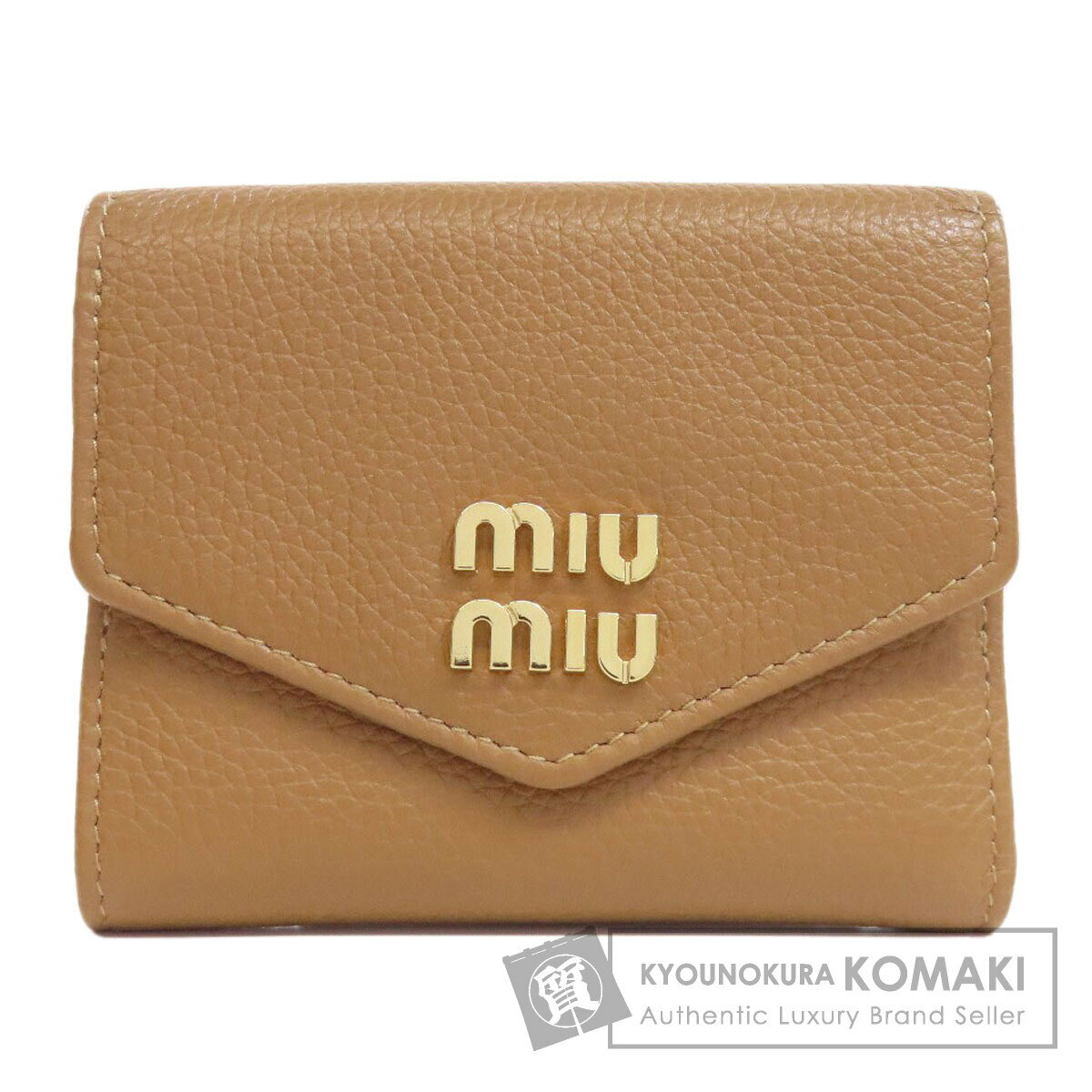 ミュウミュウ ロゴ 二つ折り財布(小銭入れあり) レザー レディース 【中古】【MIUMIU】
