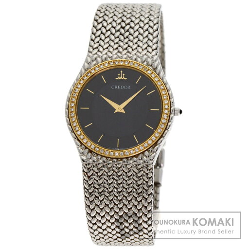 セイコー 8N70-6140 クレドール ダイヤモンドベゼル 腕時計 ステンレススチール/SS/K18YG メンズ 【中古】【SEIKO】 セイコー 8N70-6140 クレドール ダイヤモンドベゼル 腕時計 ステンレススチール/SS/K18YG メンズ 【中古】【SEIKO】