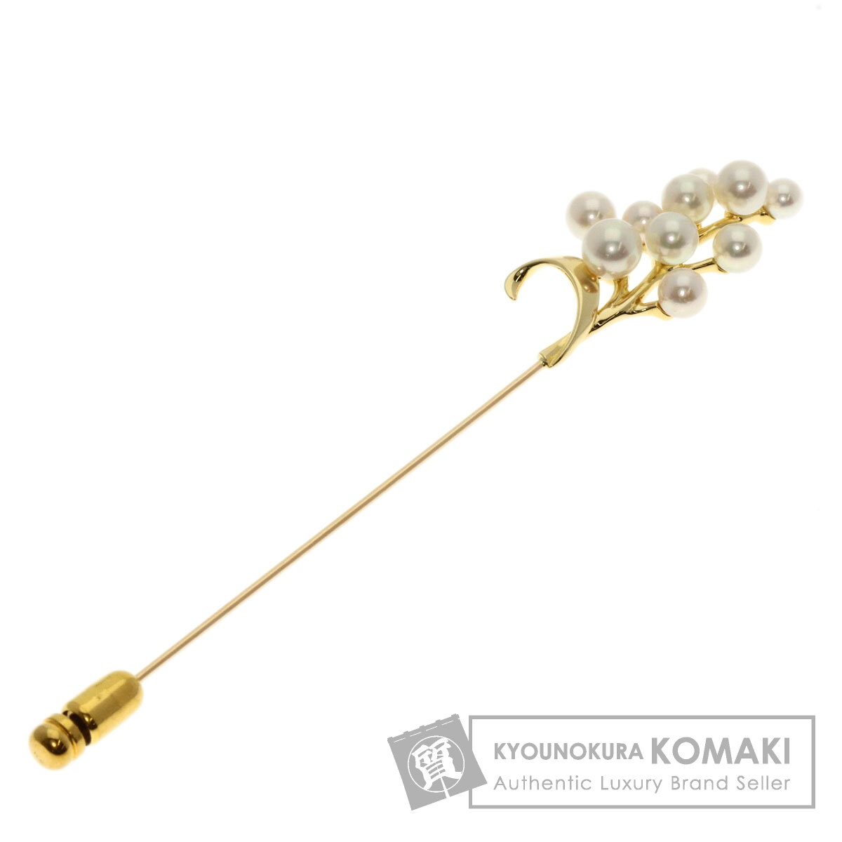 ミキモト リーフ パール 真珠 ピンブローチ ブローチ K18イエローゴールド レディース 【中古】【MIKIMOTO】