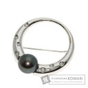 ミキモト 黒蝶パール 真珠 ダイヤモンド ブローチ K18ホワイトゴールド レディース 【中古】【MIKIMOTO】