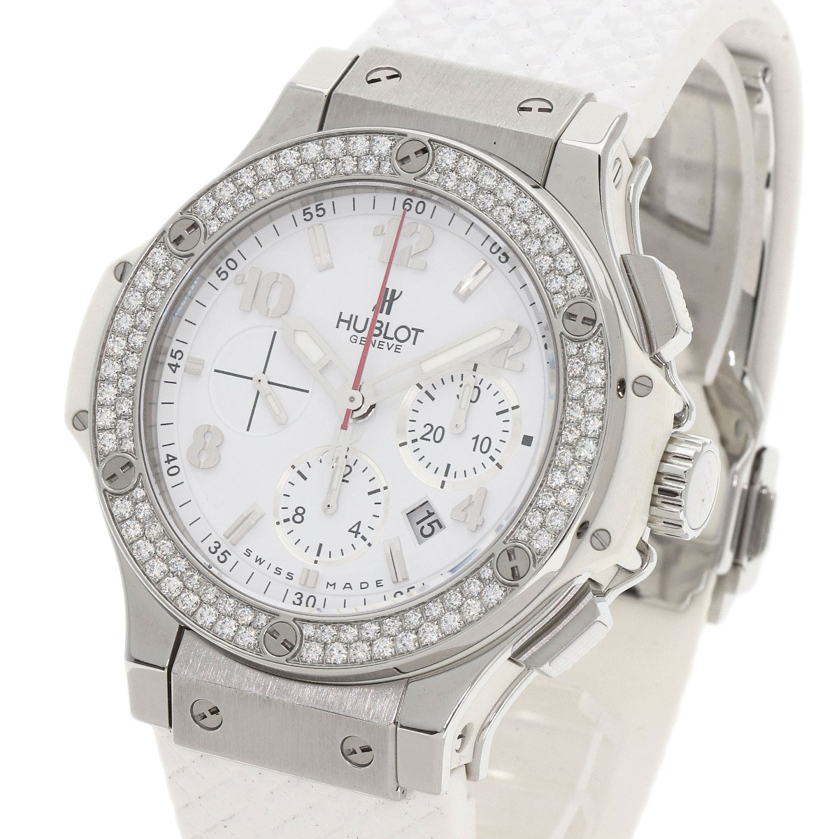 ウブロ 301.SE.230.RW.114 ビッグバン サンモリッツ ベゼル ダイヤモンド 腕時計 ステンレススチール/ラバー/ダイヤモンド メンズ 【中古】【HUBLOT】
