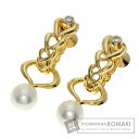 ミキモト パール 真珠 ダイヤモンド 替えチャーム付き イヤリング K18イエローゴールド レディース 【中古】【MIKIMOTO】