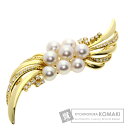 ミキモト パール 真珠 ダイヤモンド ブローチ K18イエローゴールド レディース 【中古】【MIKIMOTO】
