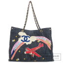 シャネル 夜間飛行 チェーンショルダー ゴールド金具 トートバッグ デニム レディース 【中古】【CHANEL】