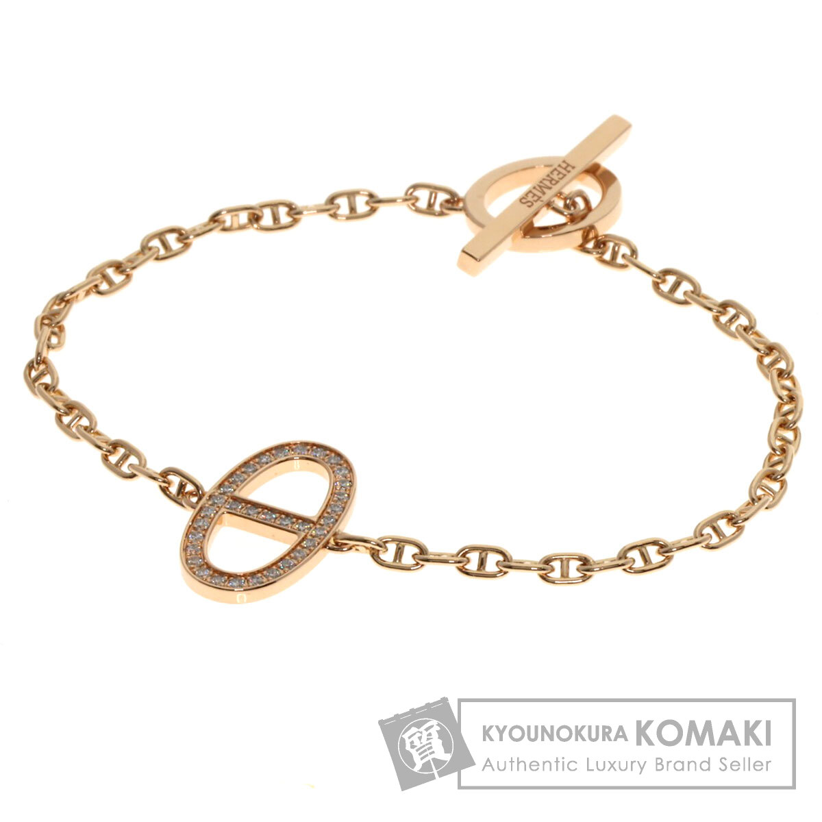 エルメス シェーヌ ダンクル コントゥール ダイヤモンド SH ブレスレット K18ピンクゴールド レディー..
