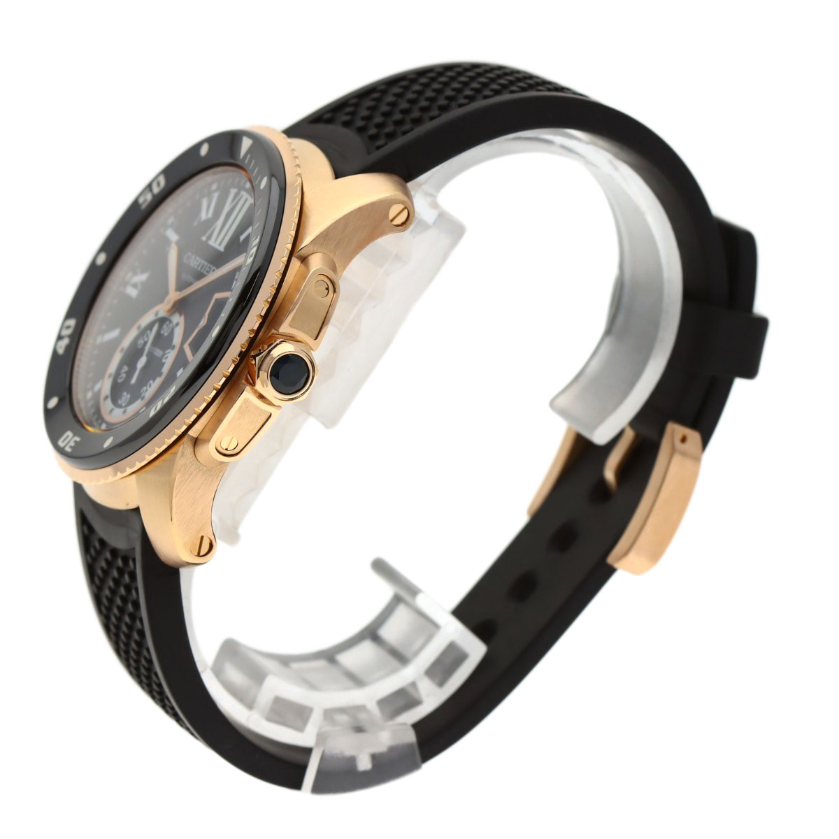 カルティエ W7100052 カリブルドゥカルティエ ダイバー 腕時計 K18ピンクゴールド/ラバー メンズ 【中古】【CARTIER】