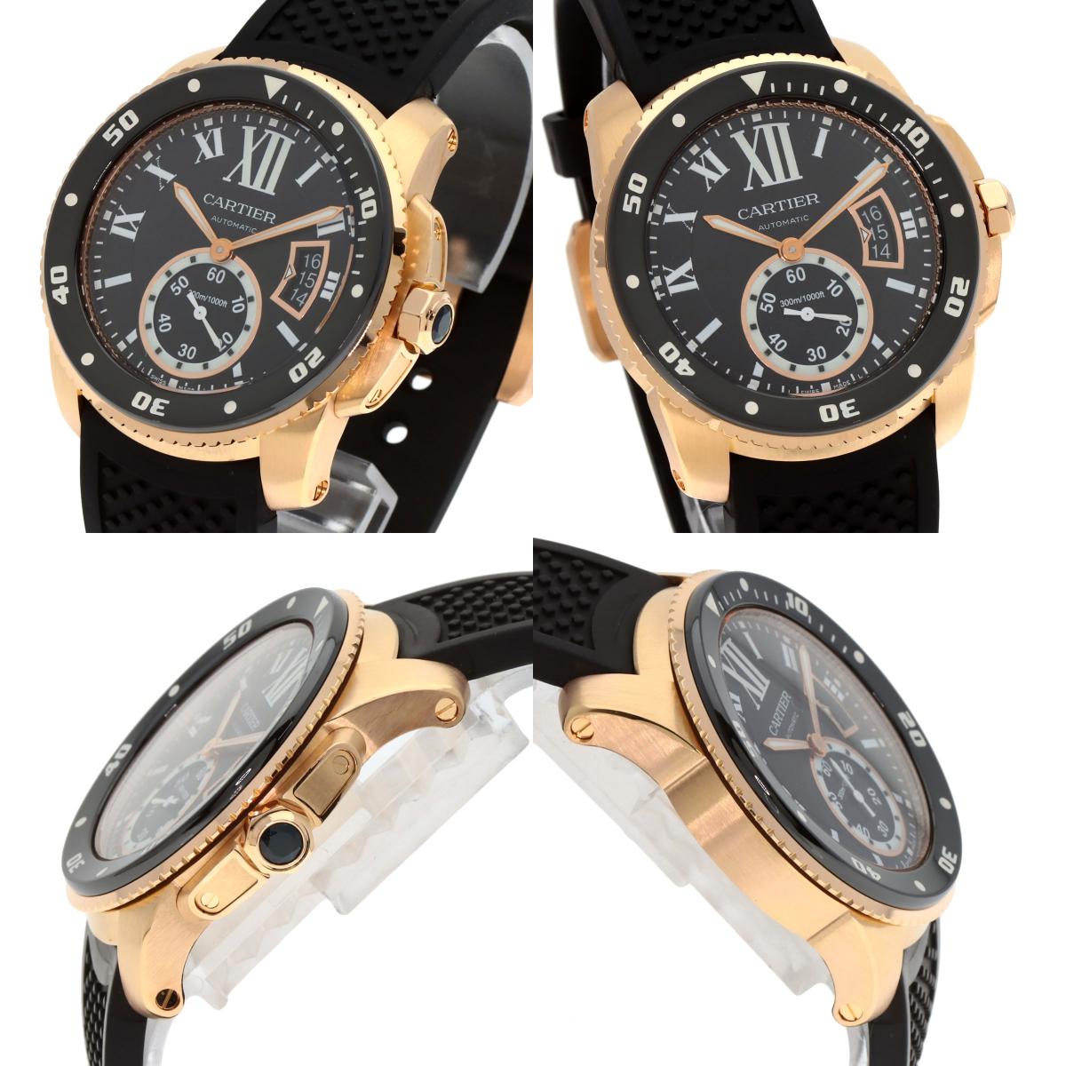 カルティエ W7100052 カリブルドゥカルティエ ダイバー 腕時計 K18ピンクゴールド/ラバー メンズ 【中古】【CARTIER】