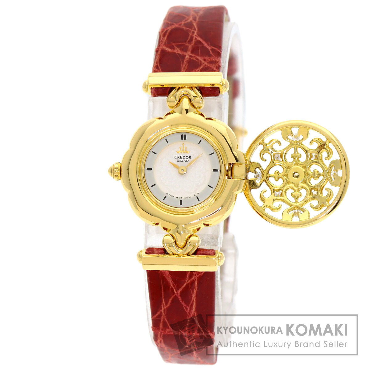 セイコー 1E70-2120 クレドール 腕時計 K18イエローゴールド/革 レディース 【中古】【SEIKO】