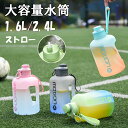 水筒 大容量 目盛り 1.6リットル 2.4リットル スポーツジャグ ストロー 直飲み ハンドル付 大人 こども 子供 スポーツ スポーツボトル キャンプ用 アウトドア 軽量 プラスチック シンプル オシャレ