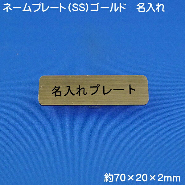 名札 名入れあり ABS樹脂 ゴールド 日本製 ネームプレート SS ゴールド ネームタグ 1個から ピン クリ..