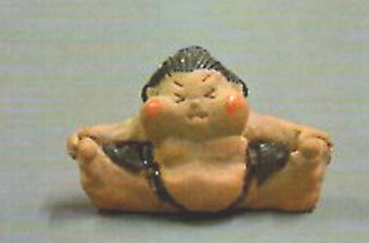 和雑貨 手作りの陶人形 力士 股割り 学習教材 教材