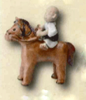 楽天教材自立共和国（和雑貨）手作りの陶人形 一休さん 乗馬 学習教材 教材