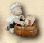 和雑貨 手作りの陶人形 一休さん 洗濯板とたらい 学習教材 教材