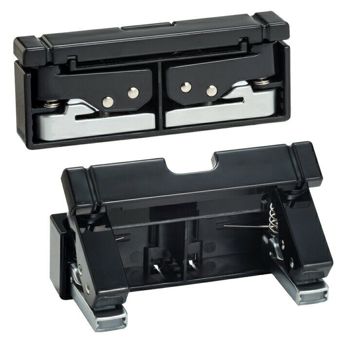 LIHIT LABリヒトラブ コンパクトパンチ P-1040ブラック 黒 折りたたみ ワンタッチ式携帯穴あけ 学習教..